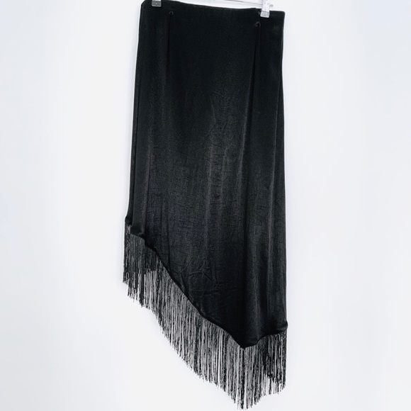 Zara Fringed Black Pareo Skirt NWT - Picture 7 of 9